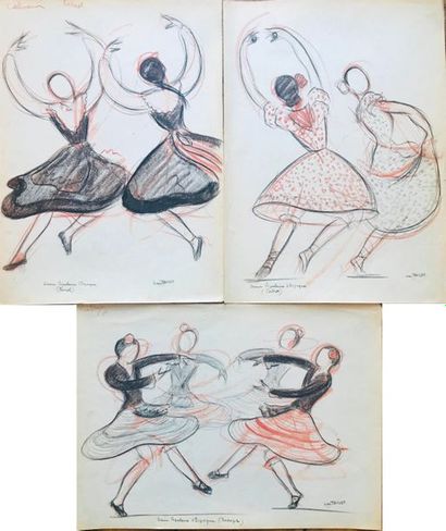 null Jean TARGET (1910-1997)

Trois dessins représentant des danses espagnoles :

-...