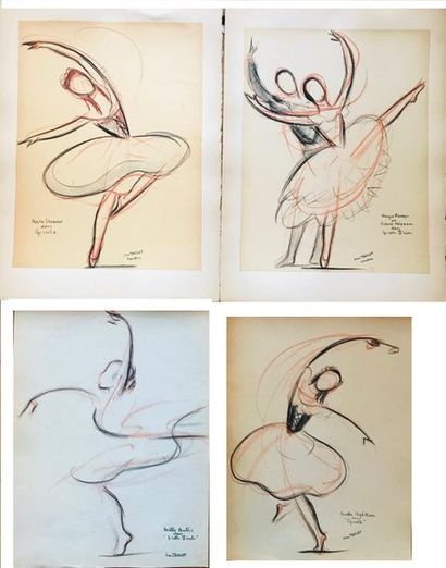 null Jean TARGET (1910-1997)

Quatre dessins représentant des danseurs du ballet...