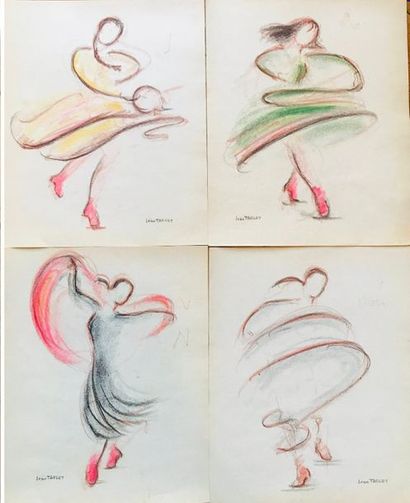 null Jean TARGET (1910-1997)

Quatre dessins représentant des danseuses :

Sanguine,...