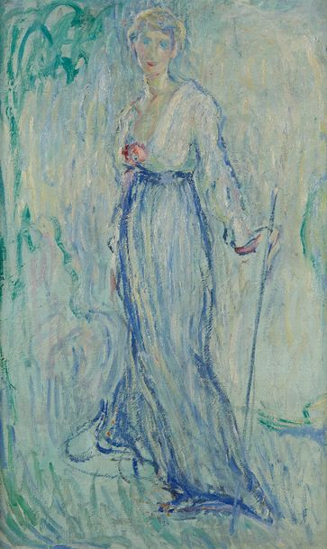 null William MALHERBE (1884-1951)

Portrait de dame en robe bleue

Toile (accident),...