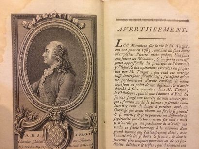 null [CONDORCET (Jean de Caritat de)]. Vie de M. Turgot. Londres, 1786. In-8°, veau,...