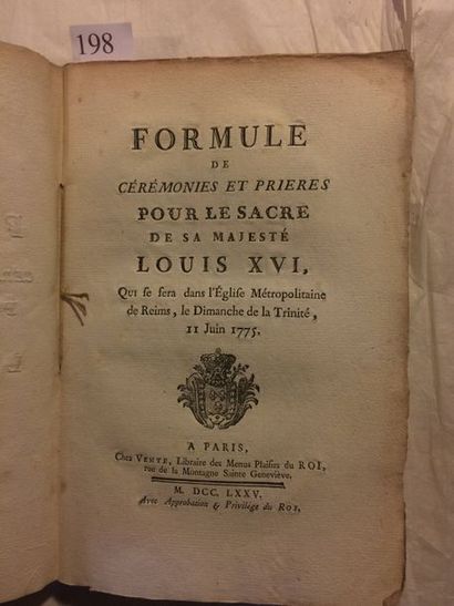 null [SACRE / LOUIS XVI]. Formule de cérémonies et prieres pour le sacre de Sa Majesté...