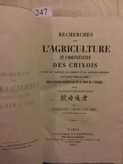 null [CHINE]. HERVEY-SAINT-DENYS (Léon d’). Recherches sur l’agriculture et l’horticulture

des...