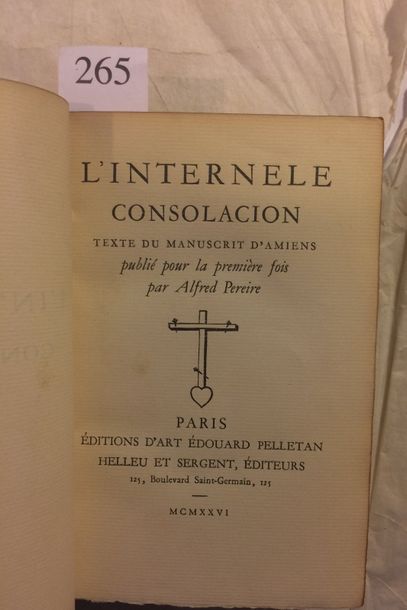 null [INTERNELLE CONSOLACION]. L’Internelle consolacion. Texte du manuscrit d’Amiens...