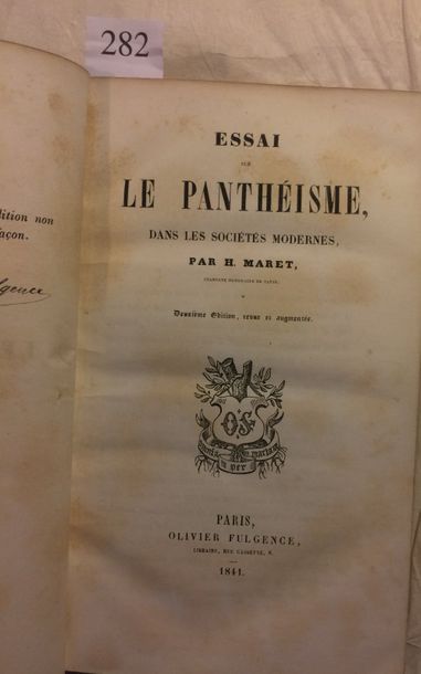 null MARET (Henri). Essai sur le panthéisme, dans les sociétés modernes. Paris, Olivier...