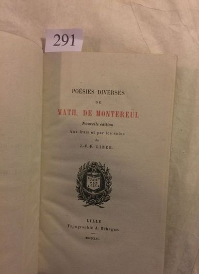 null [MONTREUIL (Mathieu de)]. Poésies diverses de Math. de Montereül. Lille, Typographie

A....