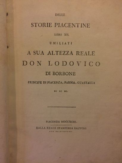 null [BOURBONS de PARME]. BOSELLI (Giovanni Vincenzo). Delle storie piacentine libri

XII....