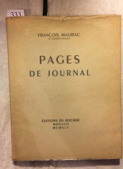 null MAURIAC (François). Pages de journal. Monaco, Éditions du Rocher, 1945. Petit...