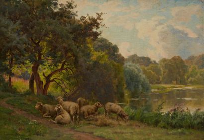 null Lucien SIMONNET (1849-1926)

Moutons en bord d'étang

Huile sur toile, signée...