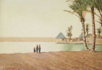 null Auguste BOUCHET (1831-1889)

Scène animée à l'oasis

Huile sur toile, signée...