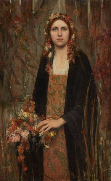 null Ecole SYMBOLISTE de la fin du XIXe siècle

Portrait de femme en robe couronnée...