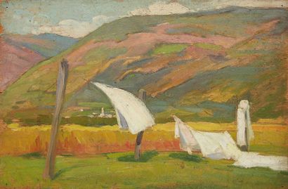 null Marguerite HANIN (née en 1899)

Coup de vent, paysage du Pays Basque

Huile...