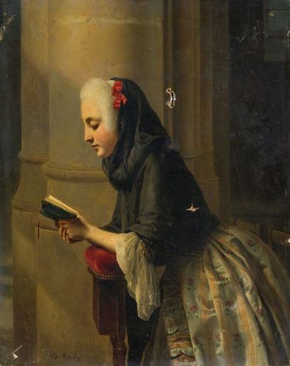 null Ecole du XIXe siècle

Femme à sa prière 

Huile sur toile, porte une signature...