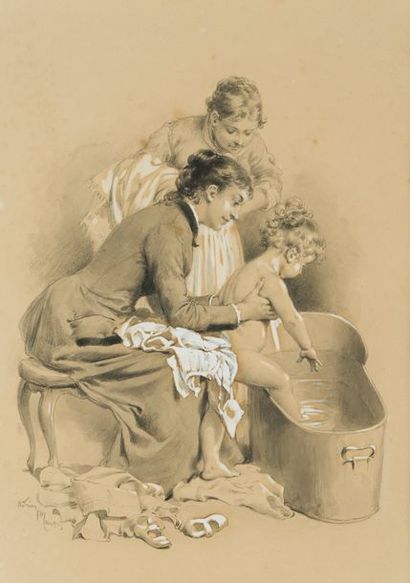 null Adrien Emmanuel MARIE (1848-1891)

Le bain du bébé

Dessin au crayon noir et...