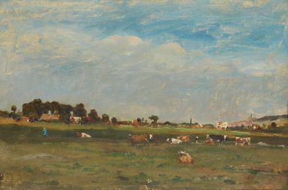 null Ecole FRANCAISE du XIXe siècle

Paysage aux vaches, Normandie

Huile sur toile

38...