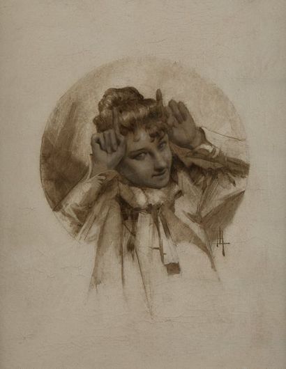 null René LELONG (1871-1933)

Femme aux cornes

Huile sur toile en grisaille, monogrammée...