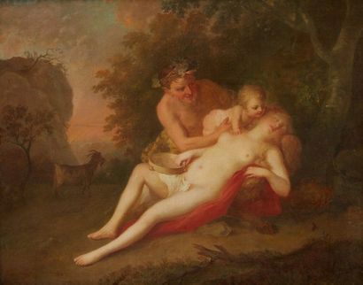 null Ecole FRANCAISE du XVIIIème siècle 

Nymphe endormie et satyre 

Huile sur toile...