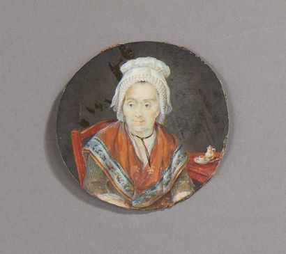 null Ecole FRANCAISE du XVIIIe siècle

Portrait de dame au bonnet de dentelle assise

Miniature...
