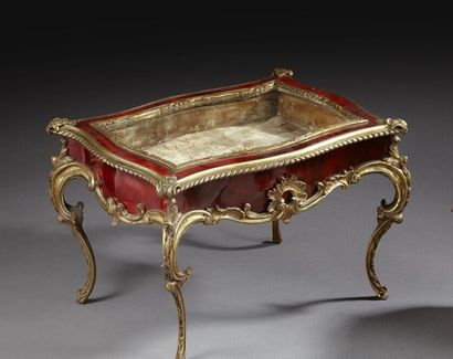 null Coffret présentoir à bijoux en forme de bureau de style Louis XV en bois de...