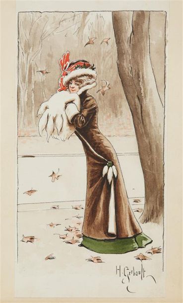 null Henri GERBAULT (1863-1930)
Femme à la fourrure blanche - Le cigare allumé -...