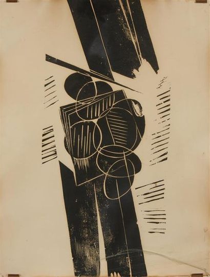 null SILVANO BOZZOLINI
Sans titre, 1968, matrice de bois gravé, 65 x 31 cm, signée...