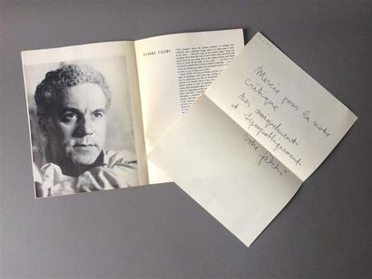 null Ettore FALCHI (1913-1997)
Lettre autographe adressée à Claude Rivière "Merci...