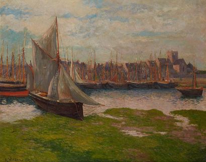 null André WILDER (1871-1965)
Port en Bretagne, 1901
Huile sur toile, signée et datée...