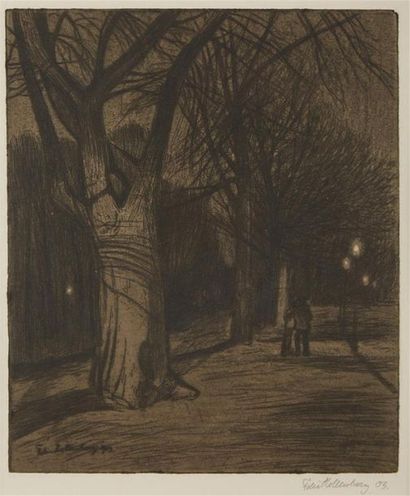 null Felix HOLLENBERG (1868-1945)
Deux promeneurs dans une allée, daté 1903
Pointe...
