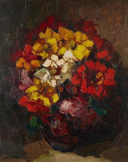 null Louis PASTOUR (1876-1948)
Vase de fleurs
Huile sur carton, signée en bas à gauche.
27,5...