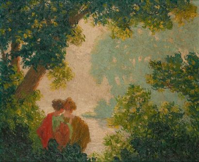 null Maurice CHABAS (1862-1947)
Rêverie dans un paysage 
Huile sur toile, signé en...