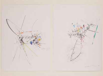 null Edoardo FRANCESCINI (1928-2006)
Compositions 
Crayon de papier, pastel. Deux...