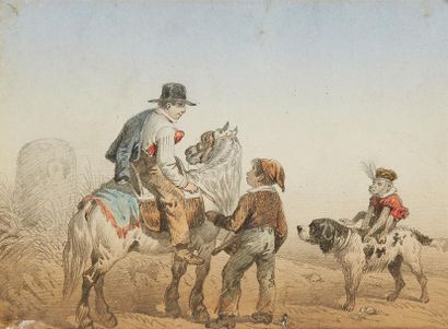 null Théodore FORT (1810-1896)
Le maquignon galant - La rencontre
Deux aquarelles...