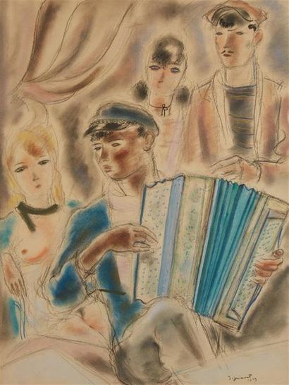 null André DIGNIMONT (1891 - 1965)
L'accordéoniste, 1929 
Technique mixte sur papier,...