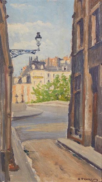 null G. FRANQUIN (XXe siècle)
Rue de Nevers à Paris
Huile sur panneau, signée en...