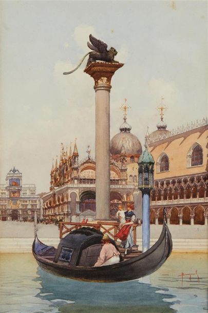 Emanuele BRUGNOLI (1859-1944)
Venise, gondolier...