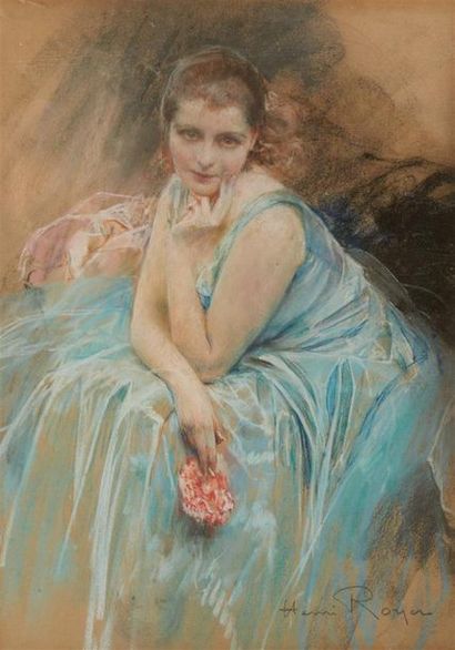 Henri-Paul ROYER (1869-1938)
La robe bleue
Pastel,...