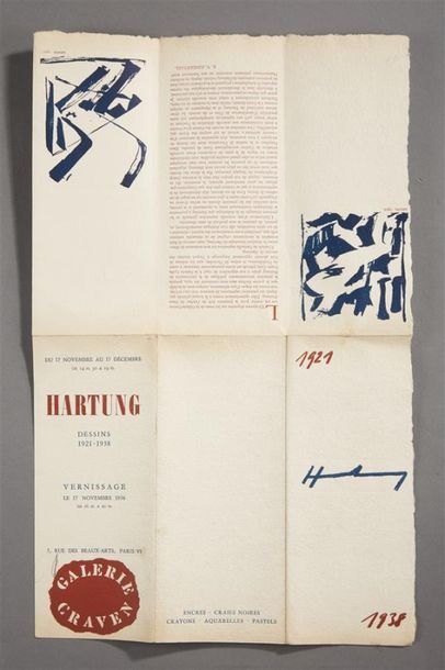 null Carton d'invitation de l'exposition de Hans HARTUNG à Paris, Galerie Craven,...