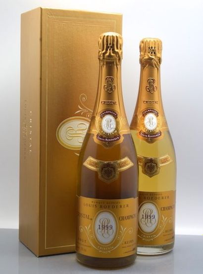 null 2 bouteilles CHAMPAGNE "Cristal", Roederer 1999 (coffret) Vendu en collaboration...