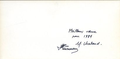 CHALAND, YVES Cartes de vœux de 1984 Carte de vœux réalisée en offset couleur, signée...