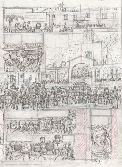 Toublanc, Frédéric Vasco Planche originale crayonnée, issue de « Vasco » tome 22....