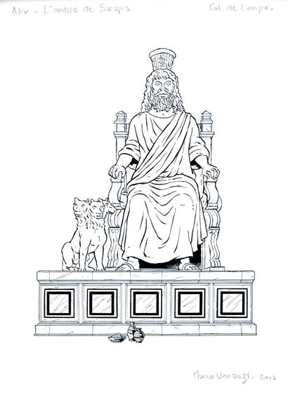 Venanzi, Marco Statue Illustration originale à l’encre de chine. 29 x 21 cm