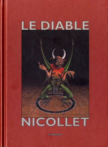 Nicollet, Jean Michel Le Diable Superbe et rare dédicace à l’encre de chine et aquarelle,...