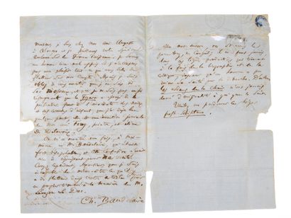 BAUDELAIRE Charles - POULET-MALASSIS Auguste. Autograph letter signed by both to...