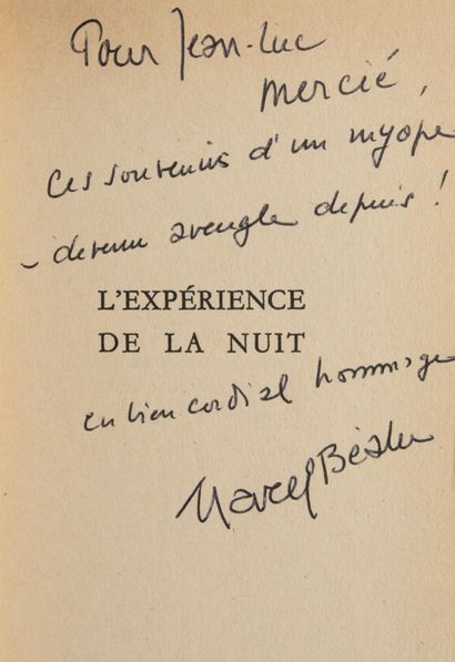 BÉALU Marcel. The experience of the night. Paris, Gallimard, 1945. In-8, full burgundy...