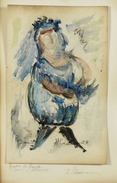 Georges BOUZIANIS (1885-1959) FIGURE DE FEMME, 1954 De la série Souvenirs de Paris-Athènes,...