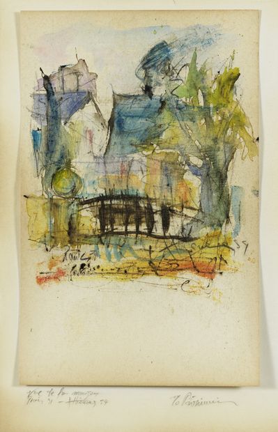 Georges BOUZIANIS (1885-1959) VUE DE LA MAISON, 1954 De la série Souvenirs de Paris-Athènes,...