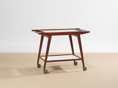 Geraldo DE BARROS (1923-1998) Trolley on wheels 
Caviúna lacquered and formica Date...