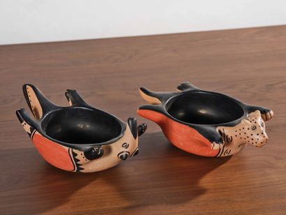 Brésil, Communauté indigène Haut-Xingu Two bowls 
Ceramic and natural pigments Date...