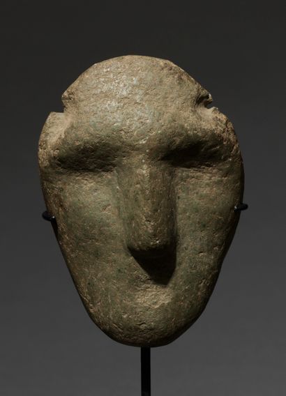 Stylized mask 
Green stone 
Mezcala culture,...