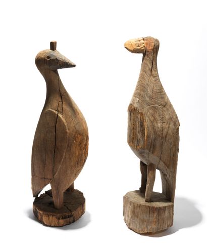 ﻿Deux oiseaux 
Vietnam, culture Jaraï 
Bois...
